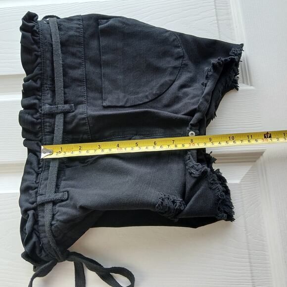 Dance & Marvel Distressed Paperbag Shorts S black shoestring belt mid rise - Picture 13 of 13
